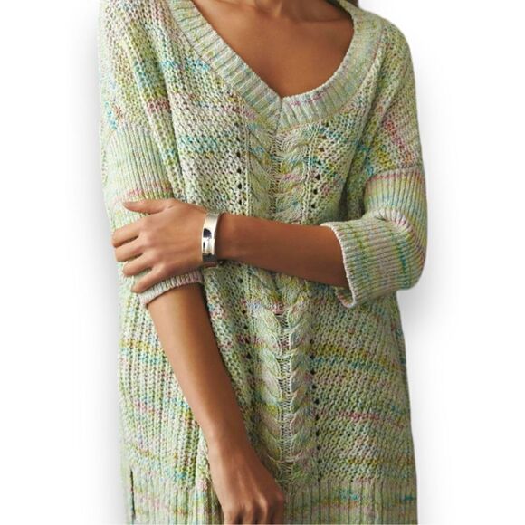 Pilcro Women's Mint Green Oversized Cable Knit Striped Pullover Sweater Size Sma - Picture 1 of 5